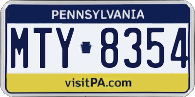 PA license plate MTY8354