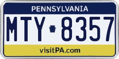 PA license plate MTY8357