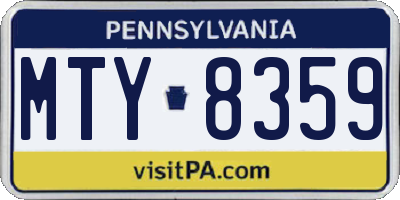 PA license plate MTY8359