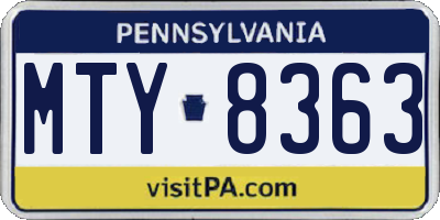 PA license plate MTY8363