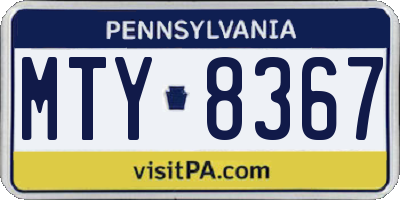 PA license plate MTY8367
