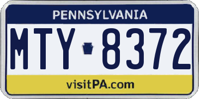 PA license plate MTY8372