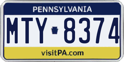 PA license plate MTY8374