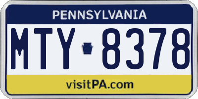 PA license plate MTY8378