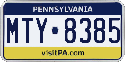 PA license plate MTY8385