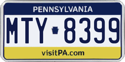 PA license plate MTY8399