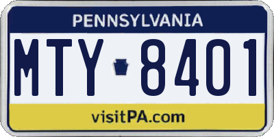 PA license plate MTY8401