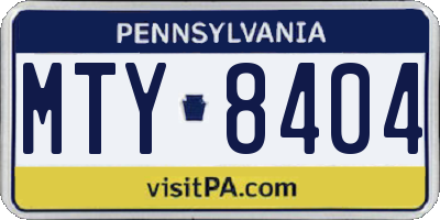 PA license plate MTY8404