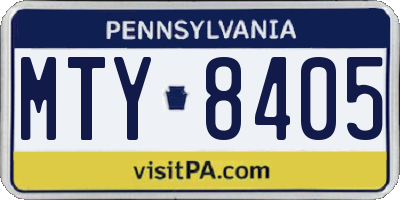 PA license plate MTY8405