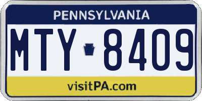 PA license plate MTY8409