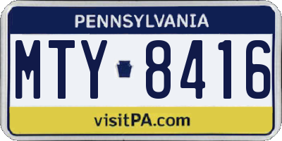 PA license plate MTY8416