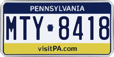 PA license plate MTY8418