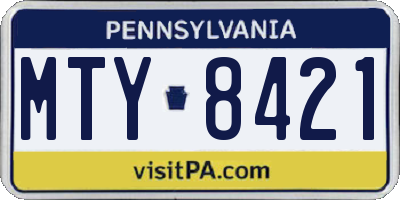 PA license plate MTY8421