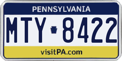 PA license plate MTY8422