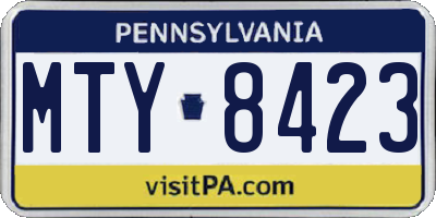 PA license plate MTY8423