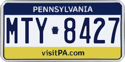 PA license plate MTY8427