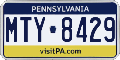 PA license plate MTY8429