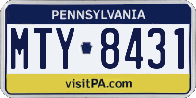 PA license plate MTY8431