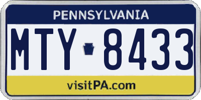 PA license plate MTY8433