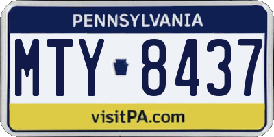 PA license plate MTY8437