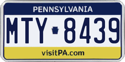 PA license plate MTY8439