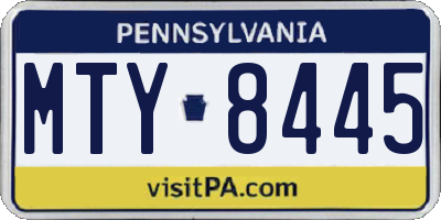PA license plate MTY8445