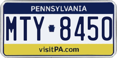 PA license plate MTY8450
