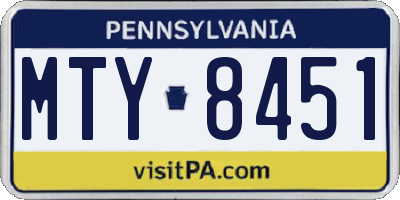 PA license plate MTY8451