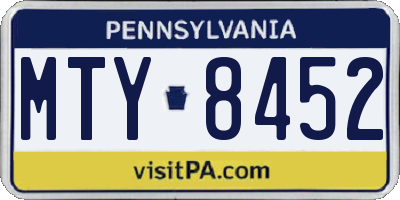 PA license plate MTY8452