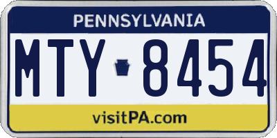 PA license plate MTY8454