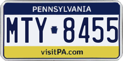 PA license plate MTY8455