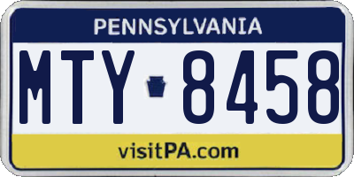 PA license plate MTY8458