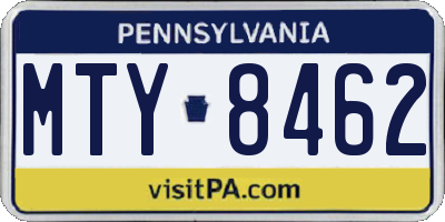 PA license plate MTY8462