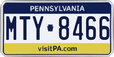 PA license plate MTY8466