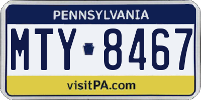 PA license plate MTY8467