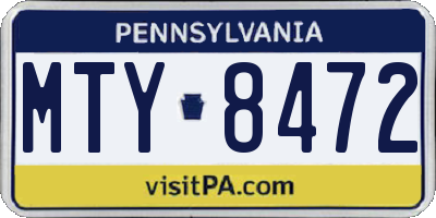 PA license plate MTY8472