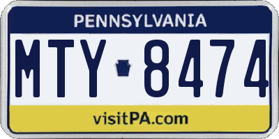 PA license plate MTY8474