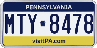 PA license plate MTY8478