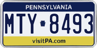 PA license plate MTY8493