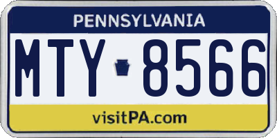 PA license plate MTY8566