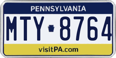 PA license plate MTY8764