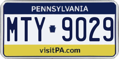 PA license plate MTY9029