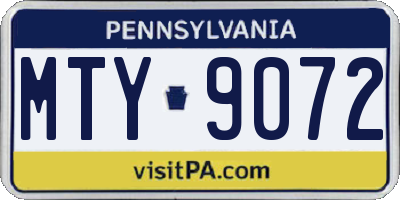 PA license plate MTY9072