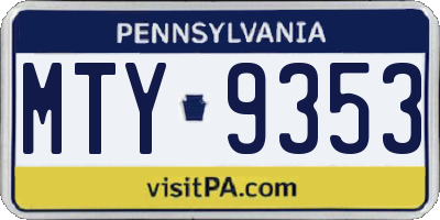 PA license plate MTY9353