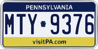 PA license plate MTY9376