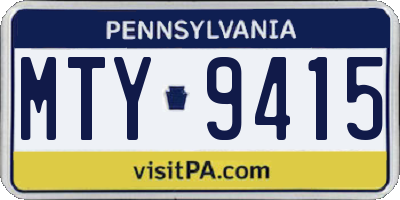 PA license plate MTY9415