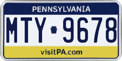 PA license plate MTY9678
