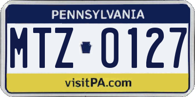 PA license plate MTZ0127