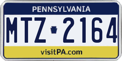 PA license plate MTZ2164
