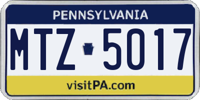 PA license plate MTZ5017